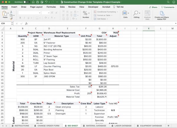 Change Order Request Template